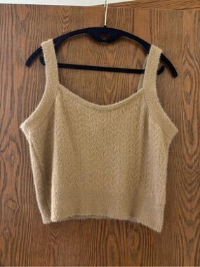 Cozy Tan Fuzzy Knit Tank Top